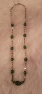 Gold Tone Emerald Green Lucite Necklace